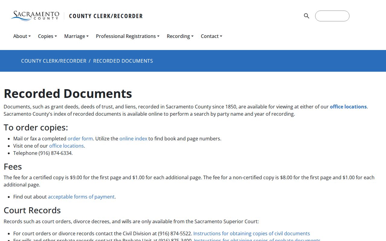 Citrus Heights previous residents recorded document copies